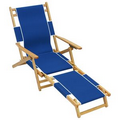 US Made Deluxe Folding Solid Oak Hardwood Frame Low Beach Lounger